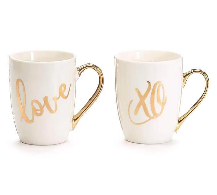 12oz Metallic Gold Love and XO Assorted Mugs
