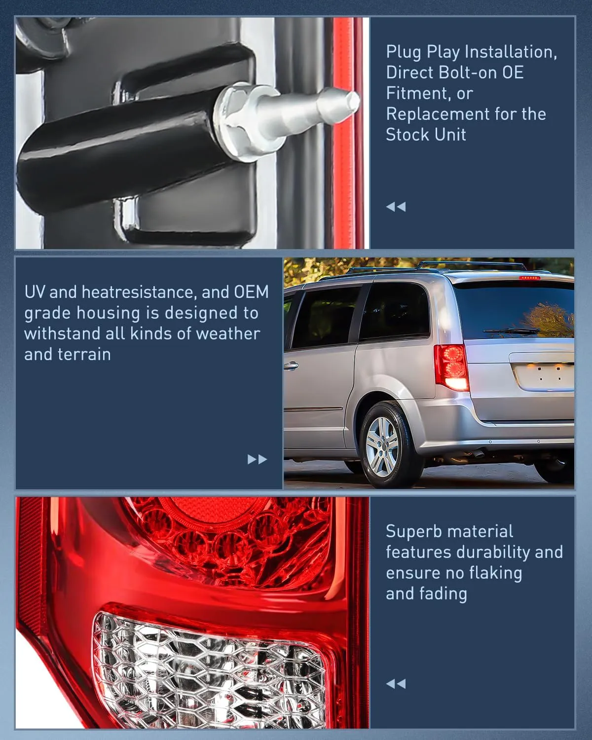 2011-2020 Dodge Grand Caravan Tail light Assembly Rear Lamp Replacement OE Style Driver Passenger Side