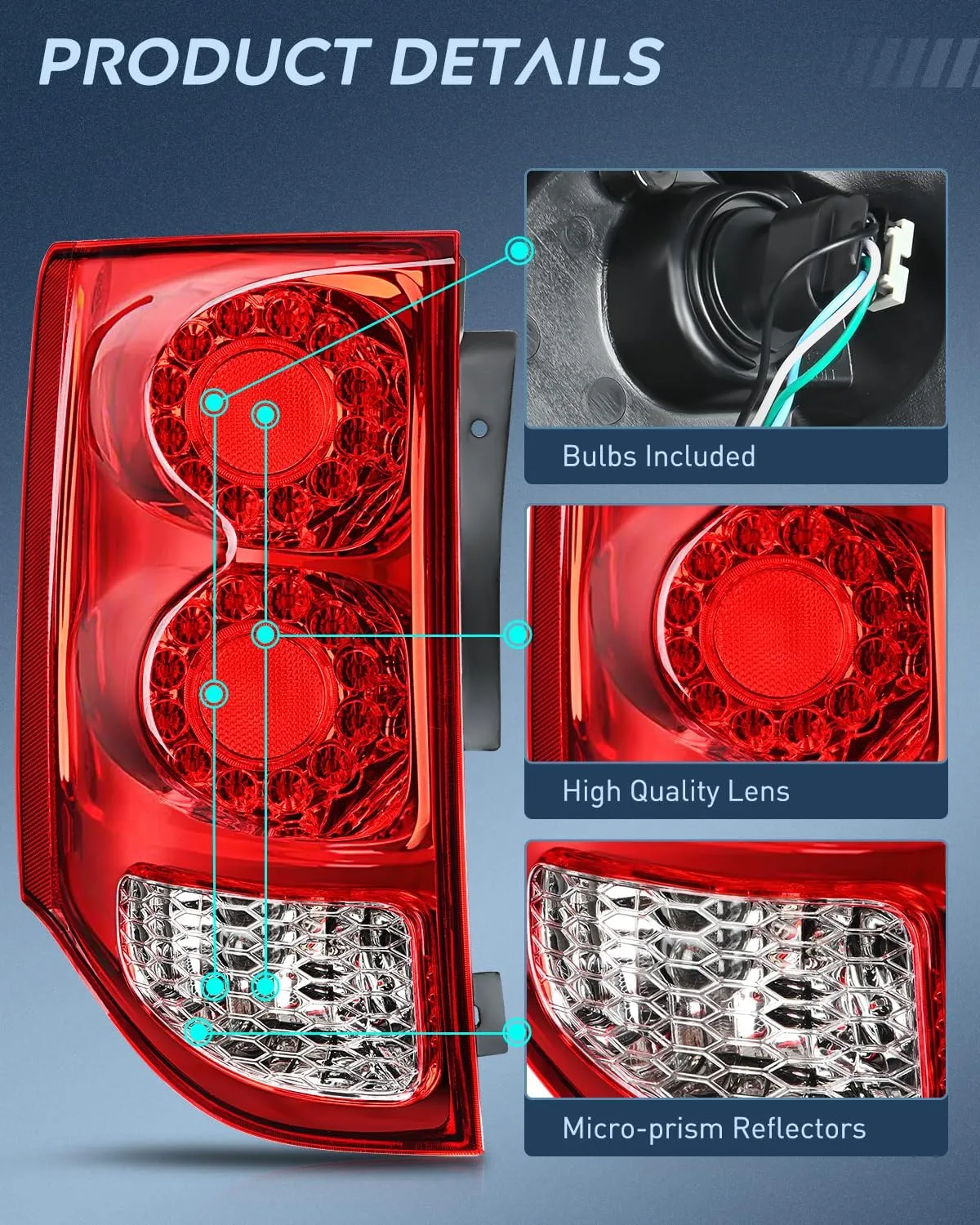 2011-2020 Dodge Grand Caravan Tail light Assembly Rear Lamp Replacement OE Style Driver Passenger Side