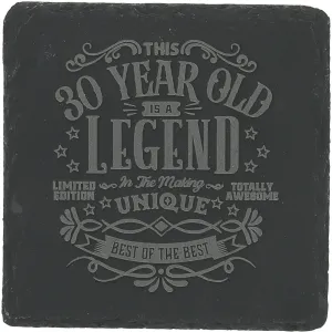 30 Years 4" Slate Coaster