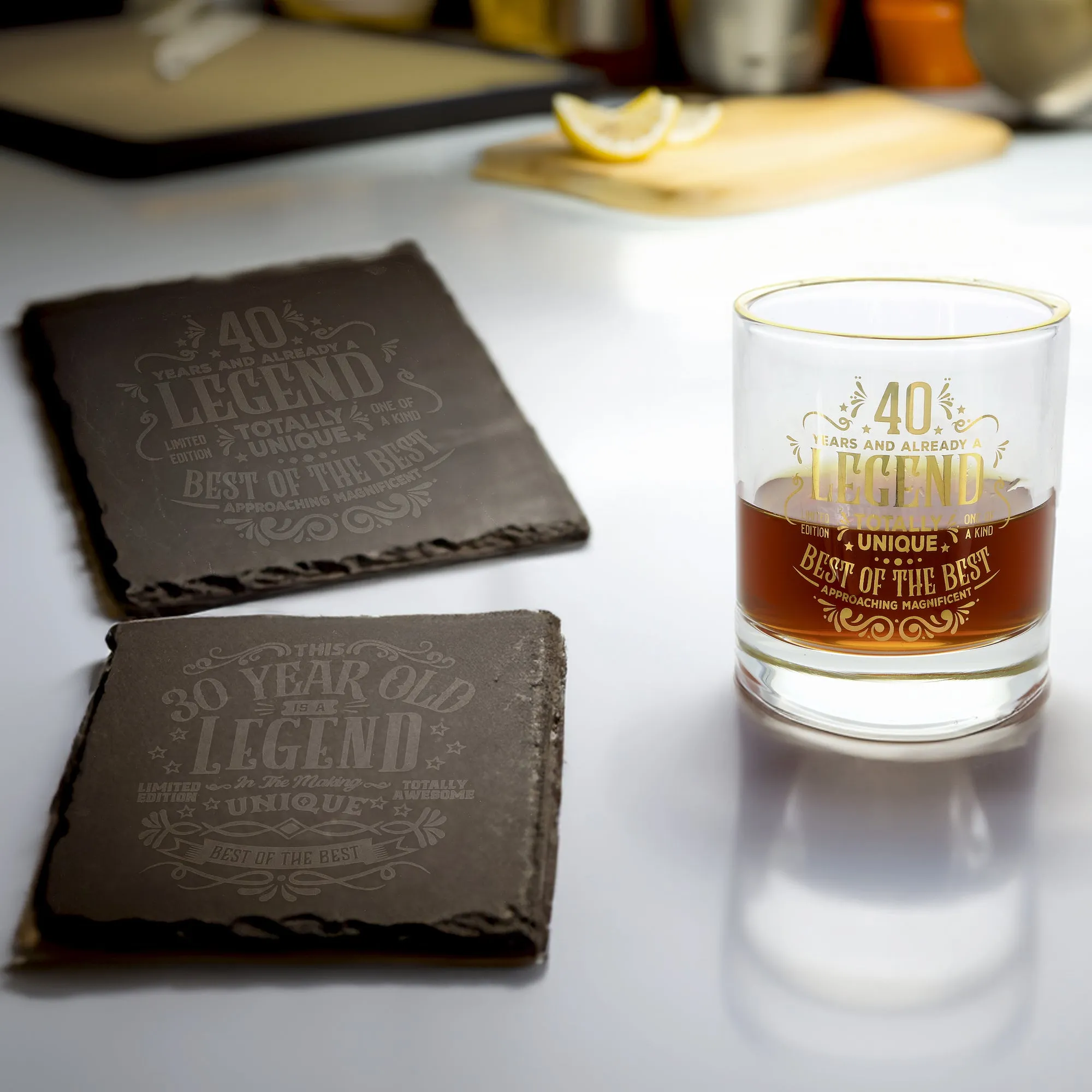 30 Years 4" Slate Coaster