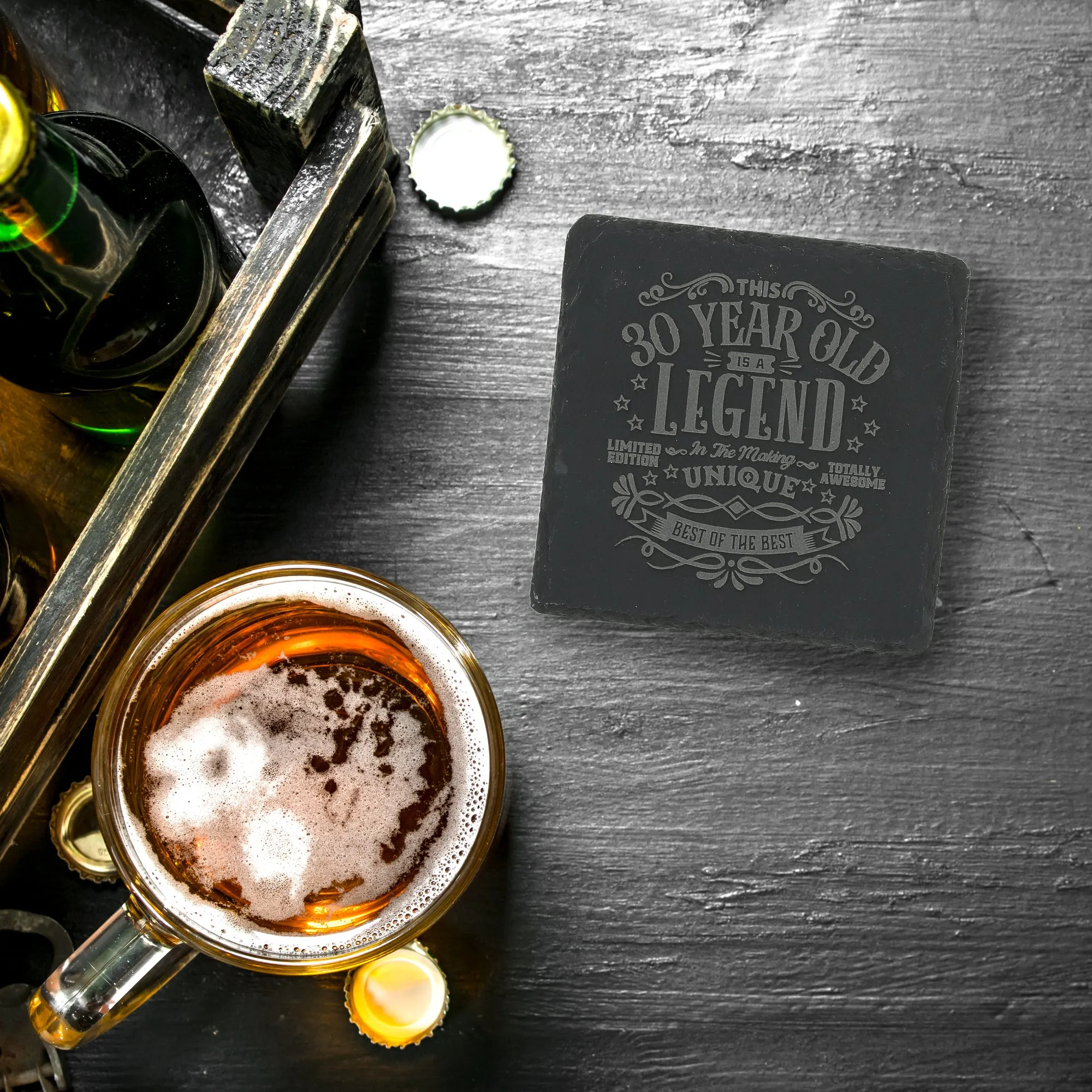 30 Years 4" Slate Coaster