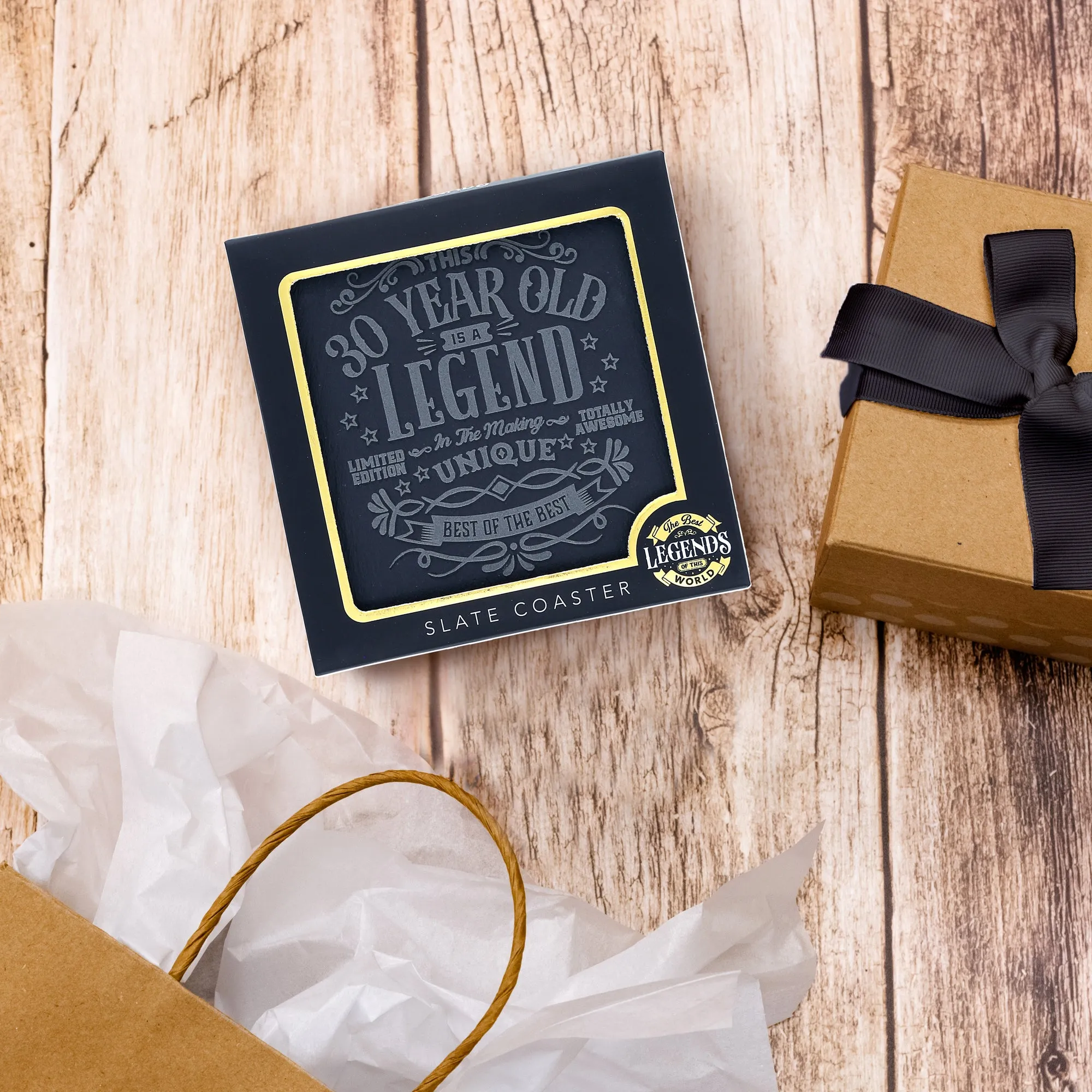 30 Years 4" Slate Coaster