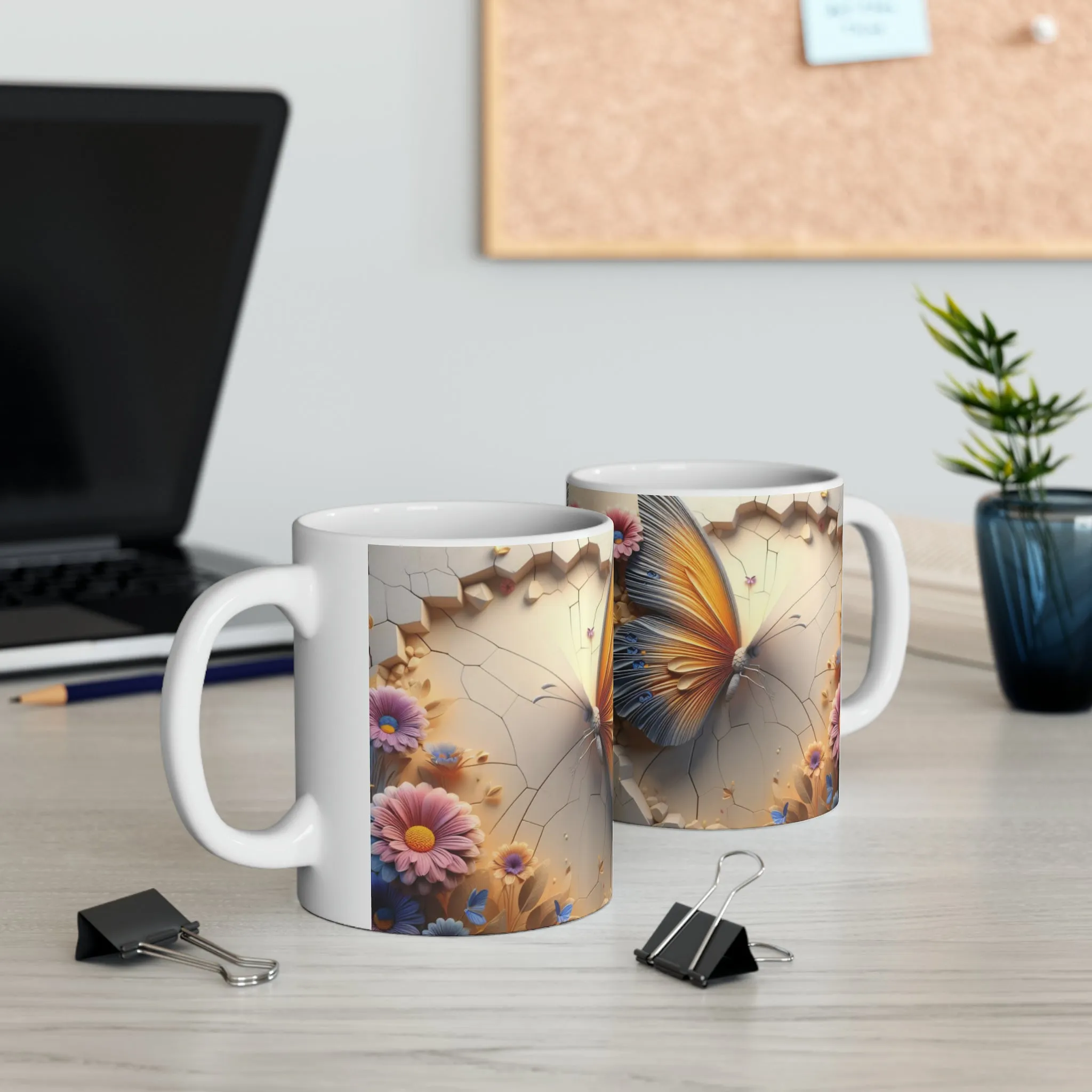 3D Butterflies | Ceramic Mug, 11oz