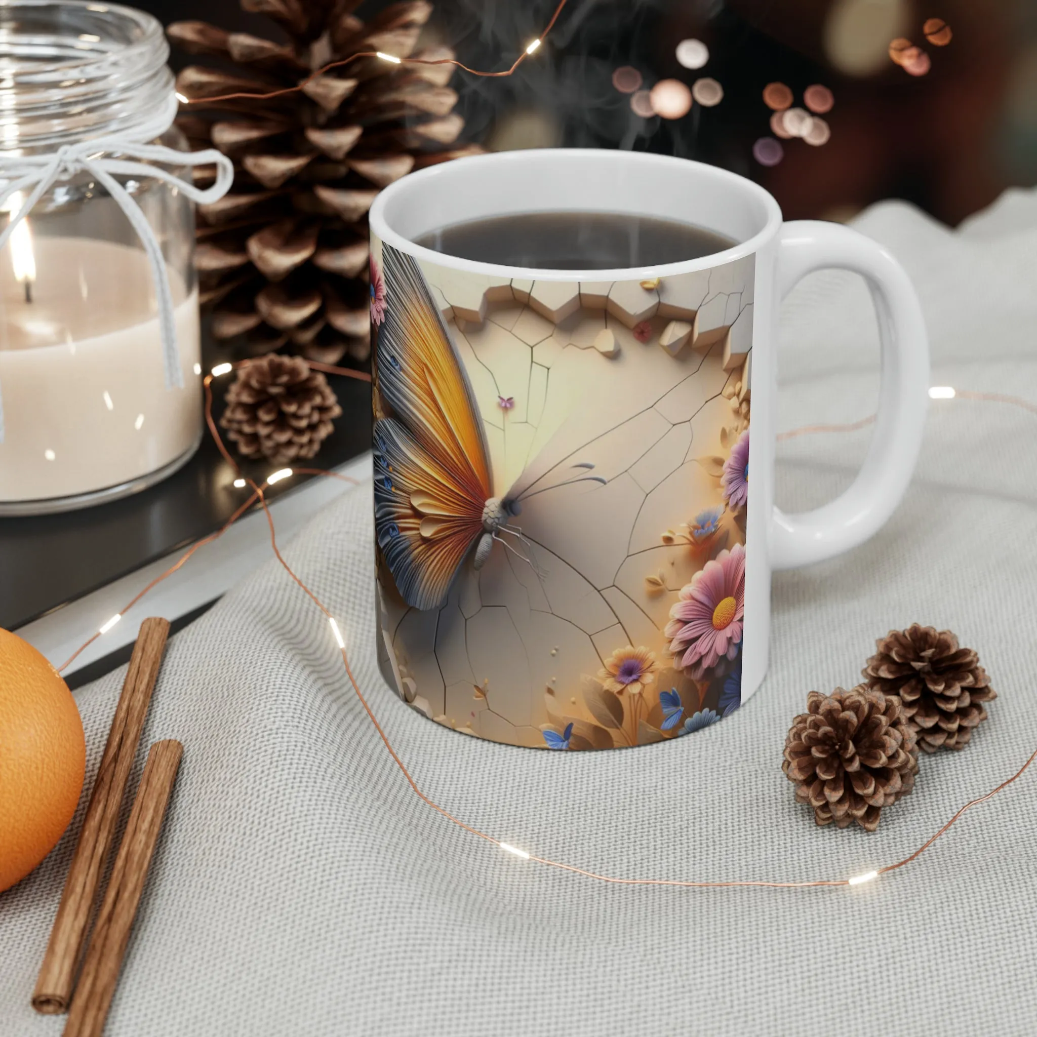 3D Butterflies | Ceramic Mug, 11oz