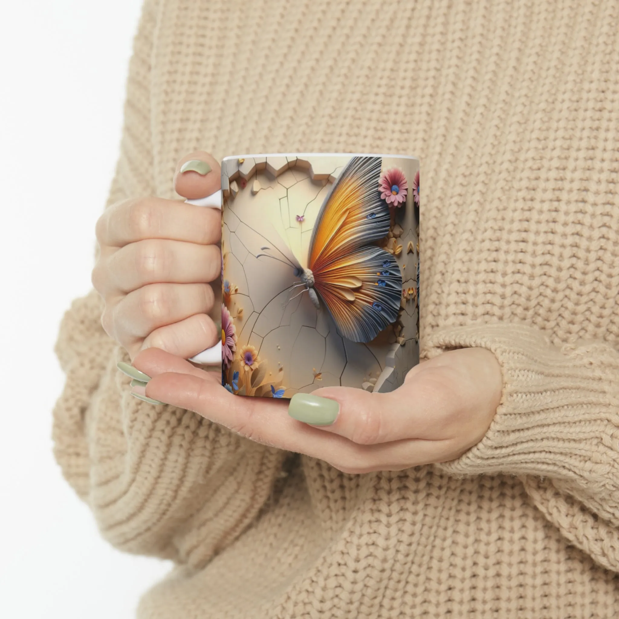 3D Butterflies | Ceramic Mug, 11oz