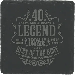 40 Years 4" Slate Coaster