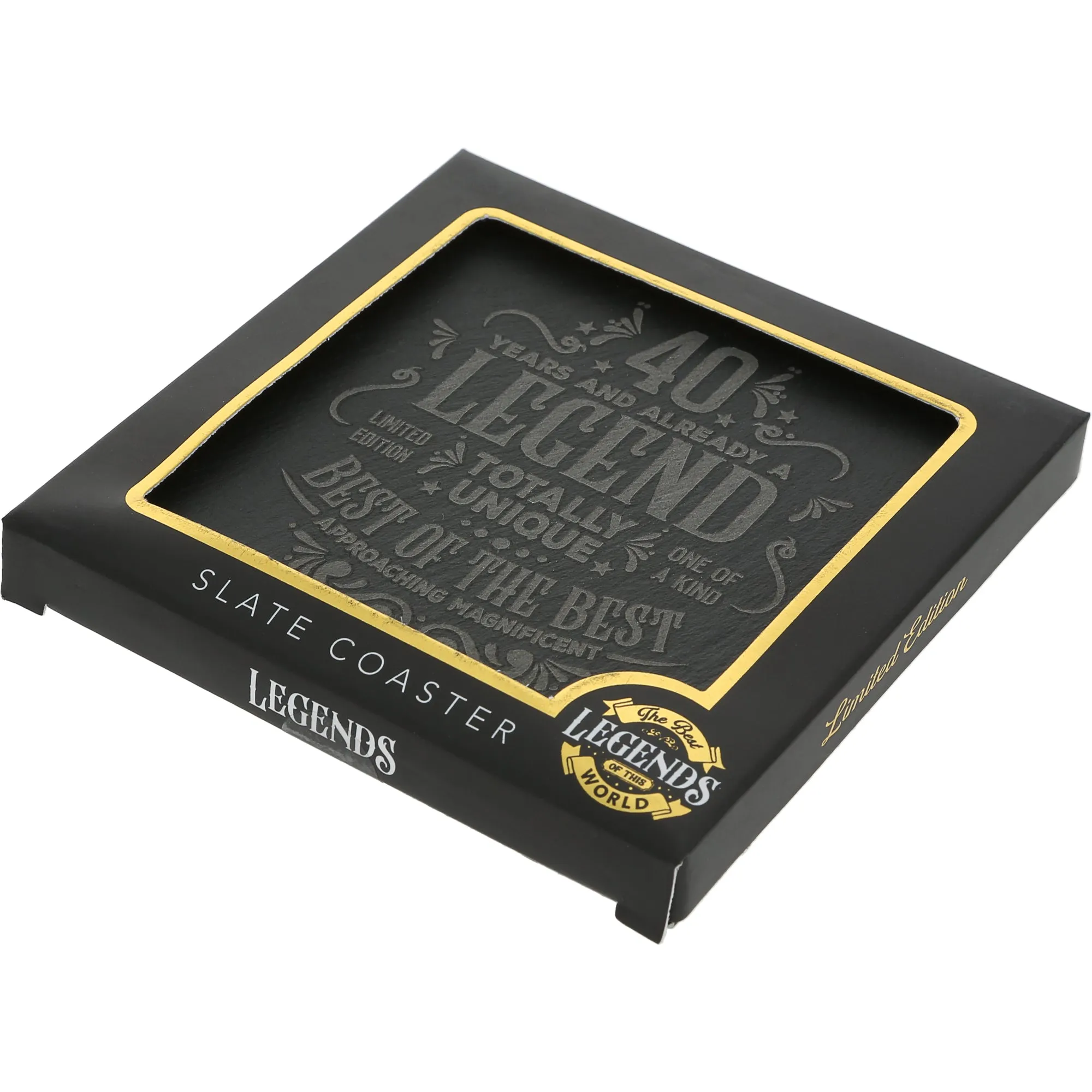 40 Years 4" Slate Coaster
