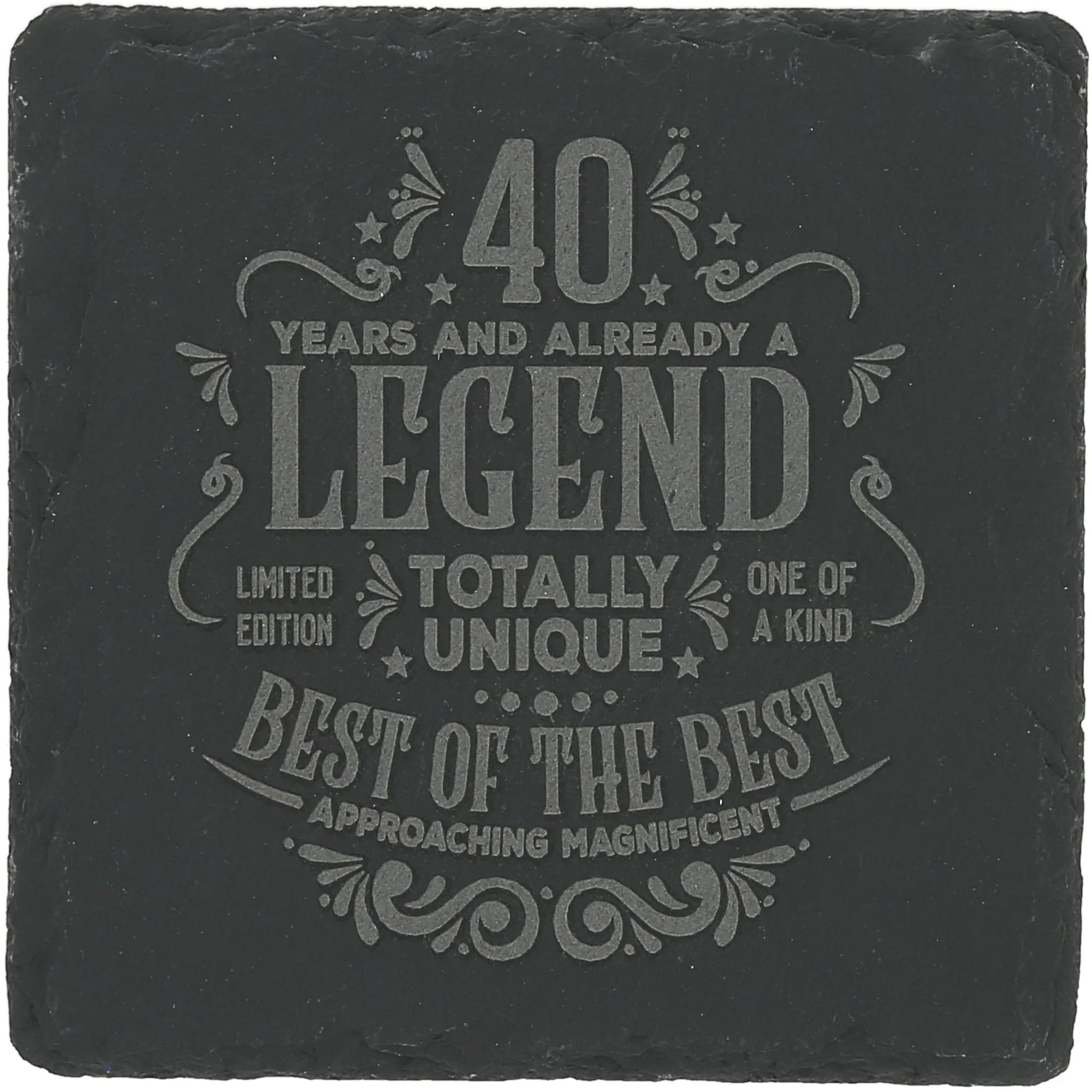 40 Years 4" Slate Coaster