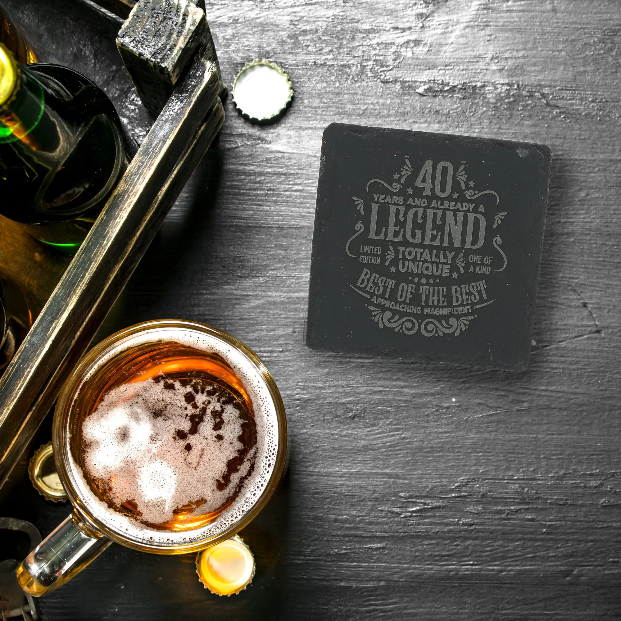 40 Years 4" Slate Coaster
