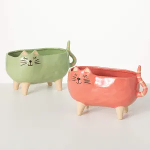 5.75"H Sullivans Purr-Fect Cat Planter Pair Set of 2, Multicolor