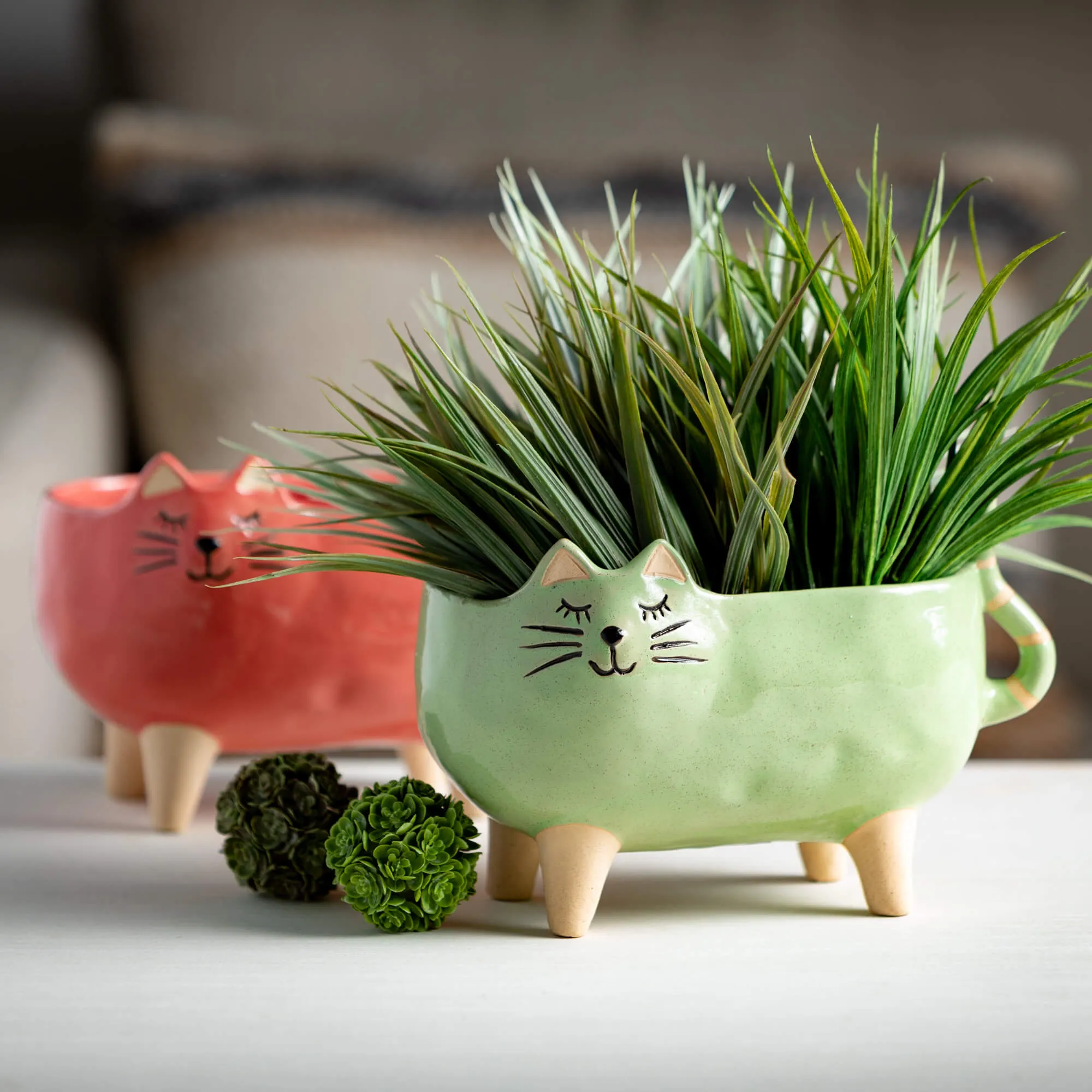 5.75"H Sullivans Purr-Fect Cat Planter Pair Set of 2, Multicolor