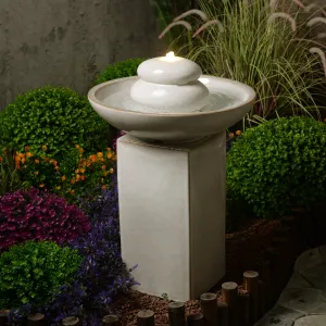 79586-02-IV -  Ivory Ceramic Fountain with Submersible Pump and Warm White LED Lights