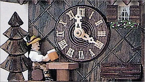 9" Black Forest Beer Drinker German Cuckoo Clock