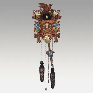 9" with Painted Flowers Black Forest German Cuckoo Clock