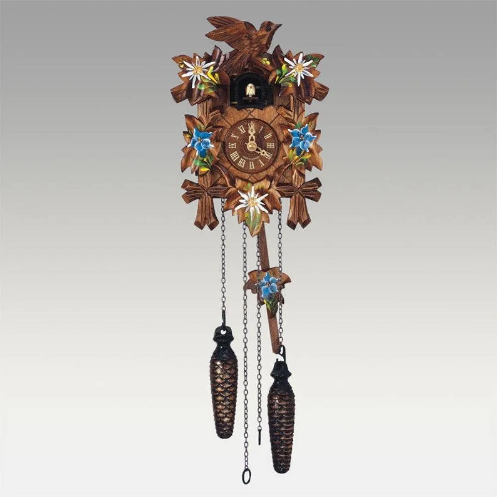 9" with Painted Flowers Black Forest German Cuckoo Clock