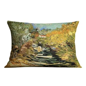 A Road at Saint-Remy with Female Figure by Van Gogh Throw Pillow
