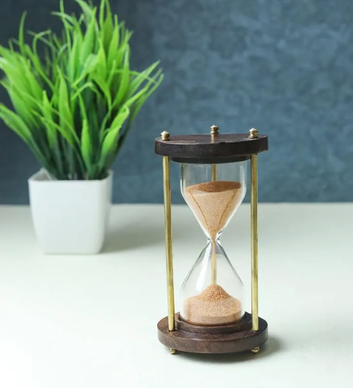 Aayansh CREATION Unique Wooden Handcrafted Sand Hour Glass Clock, Best for Desk Use and Office Desk