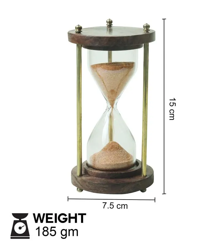 Aayansh CREATION Unique Wooden Handcrafted Sand Hour Glass Clock, Best for Desk Use and Office Desk