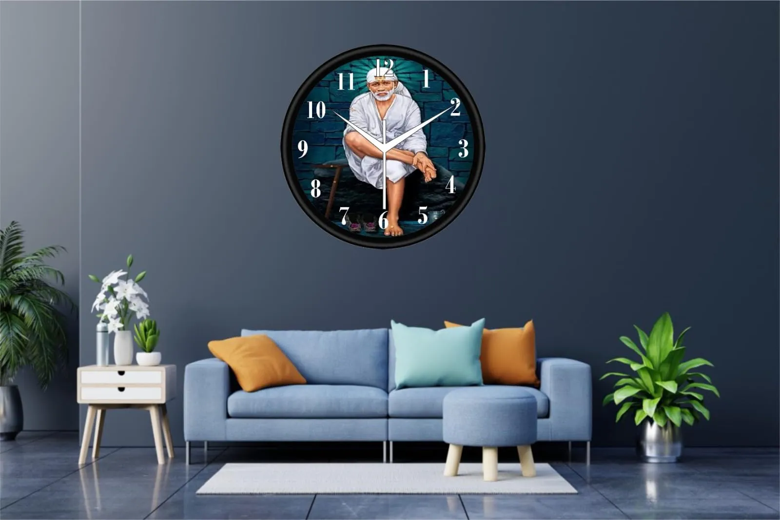 Adarsh Craft Sai Baba Wall Clock God | Wall Clock for Home, Living Room 1(10x10 inch)