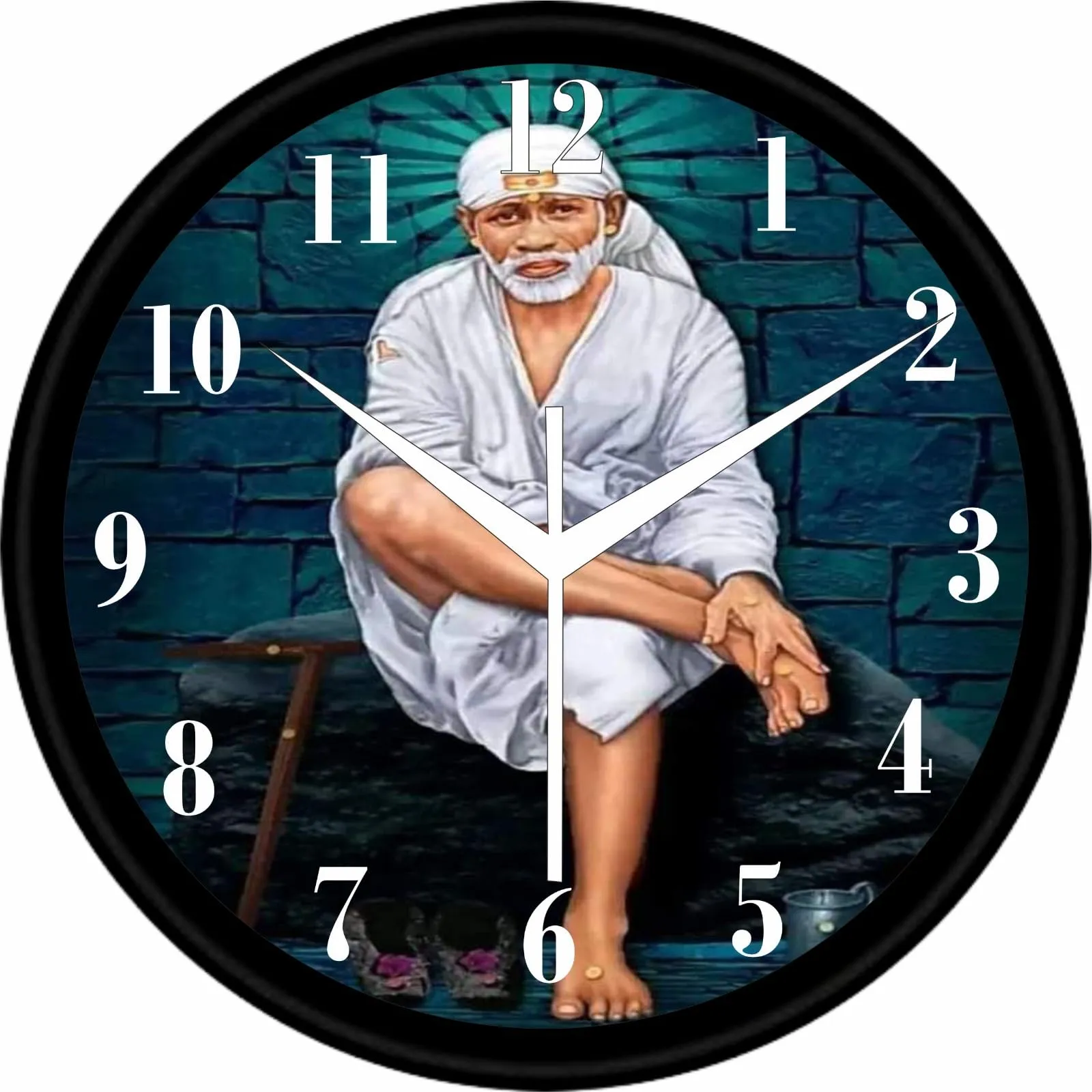 Adarsh Craft Sai Baba Wall Clock God | Wall Clock for Home, Living Room 1(10x10 inch)