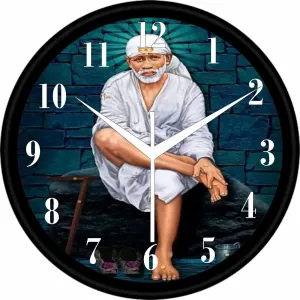 Adarsh Craft Sai Baba Wall Clock God | Wall Clock for Home, Living Room 1(10x10 inch)