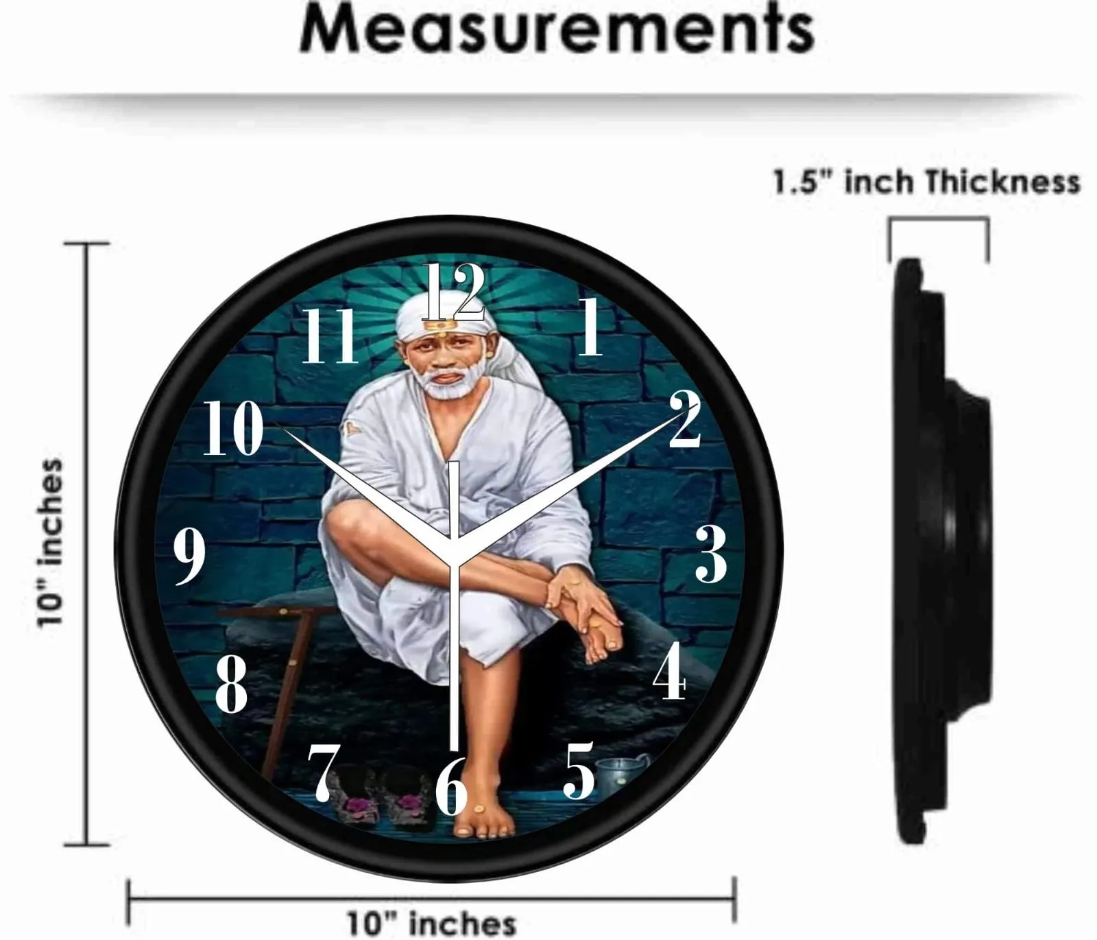 Adarsh Craft Sai Baba Wall Clock God | Wall Clock for Home, Living Room 1(10x10 inch)