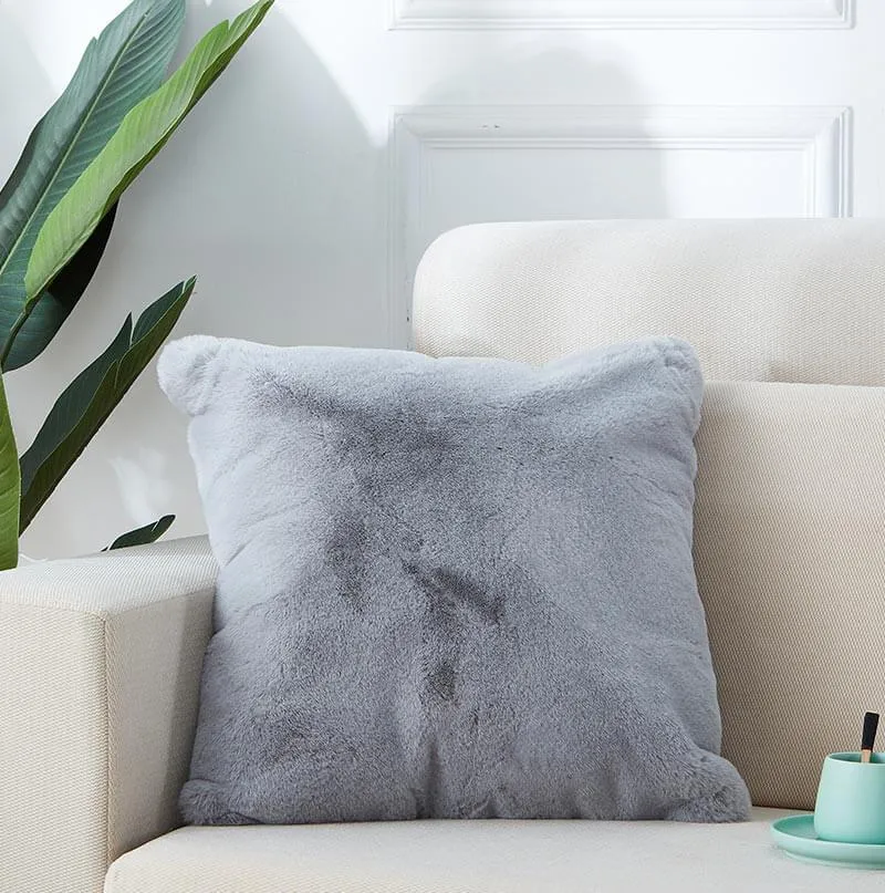 Agnes Luxe Gray Chinchilla Faux Fur Pillow