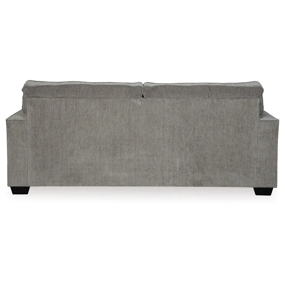 Alti 85 Inch Sofa with 2 Floral Print Throw Pillows, Light Gray Chenille By Casagear Home