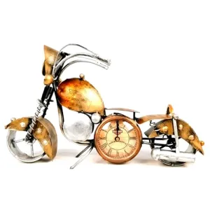 Apka Mart The Online Shop Table Clock - Bike Design | Bullet Bike Desk Clock/Motor Cycle Showpiece - for Home, Living Room, Study Table, Desk, Office Decor & Gifts - 14 Inch (Iron, Golden)