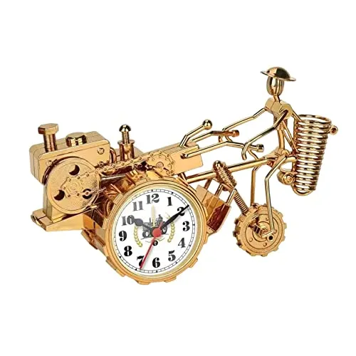 ATORSE® Rustic Desk Clock Tractor Model Dormitory Living Room for Kids Decorative Gold