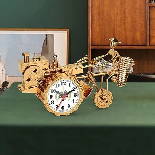 ATORSE® Rustic Desk Clock Tractor Model Dormitory Living Room for Kids Decorative Gold