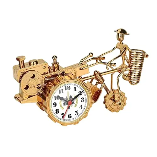 ATORSE® Rustic Desk Clock Tractor Model Dormitory Living Room for Kids Decorative Gold