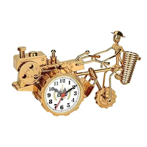ATORSE® Rustic Desk Clock Tractor Model Dormitory Living Room for Kids Decorative Gold