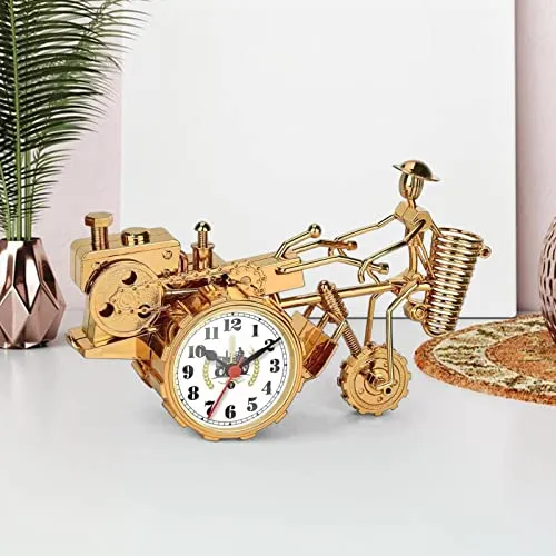 ATORSE® Rustic Desk Clock Tractor Model Dormitory Living Room for Kids Decorative Gold