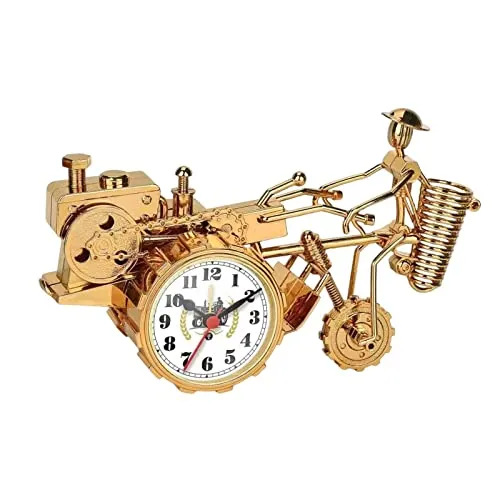 ATORSE® Rustic Desk Clock Tractor Model Dormitory Living Room for Kids Decorative Gold