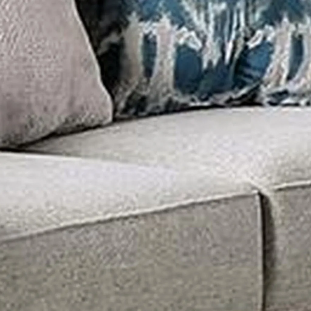 Beni 75 Inch Loveseat, Rolled Arms, 5 Pillows, Nailhead Trim, Beige, Blue By Casagear Home