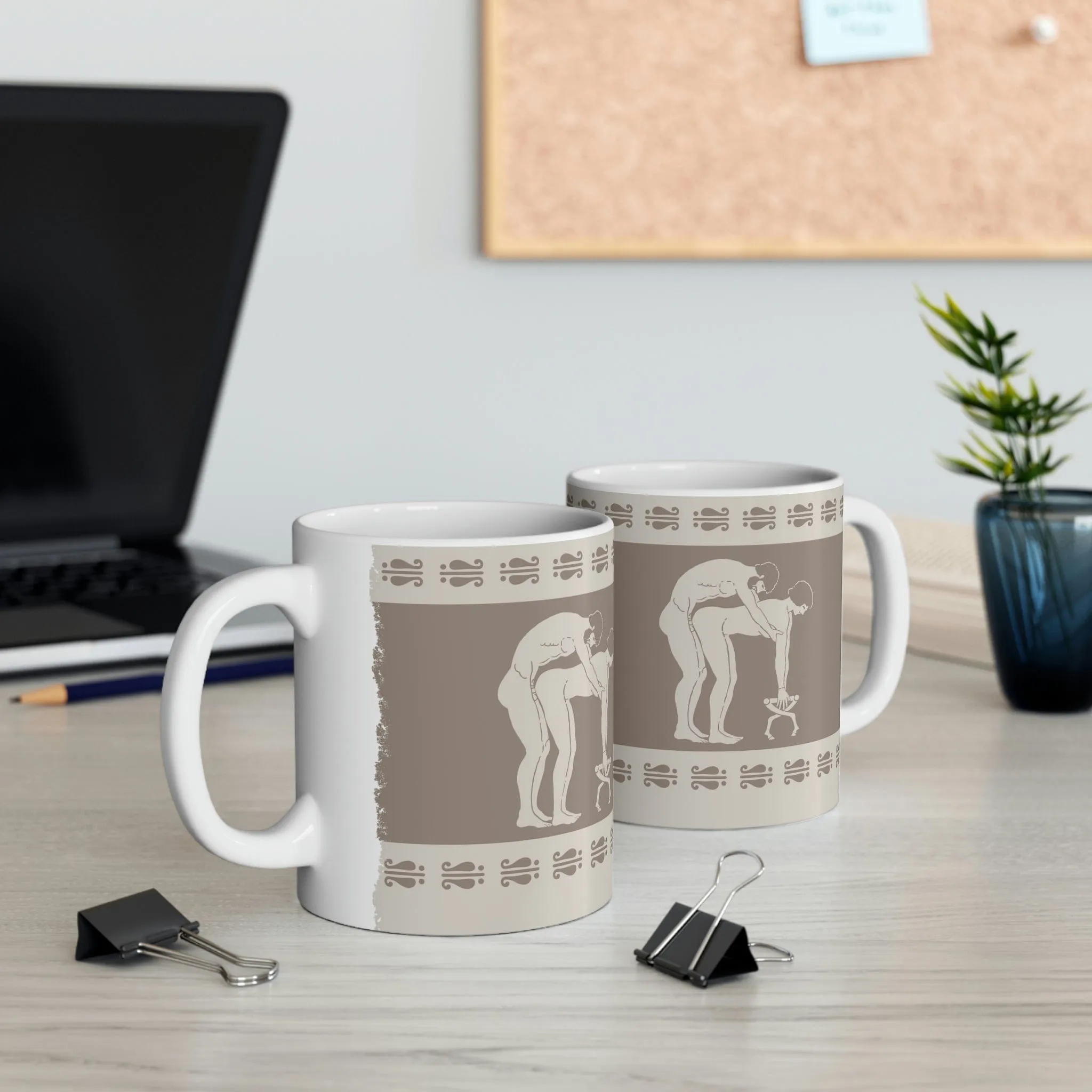 Birdcage Inspired Greek Boy Dinnerware - Doggy Pattern Ceramic Mug 11oz