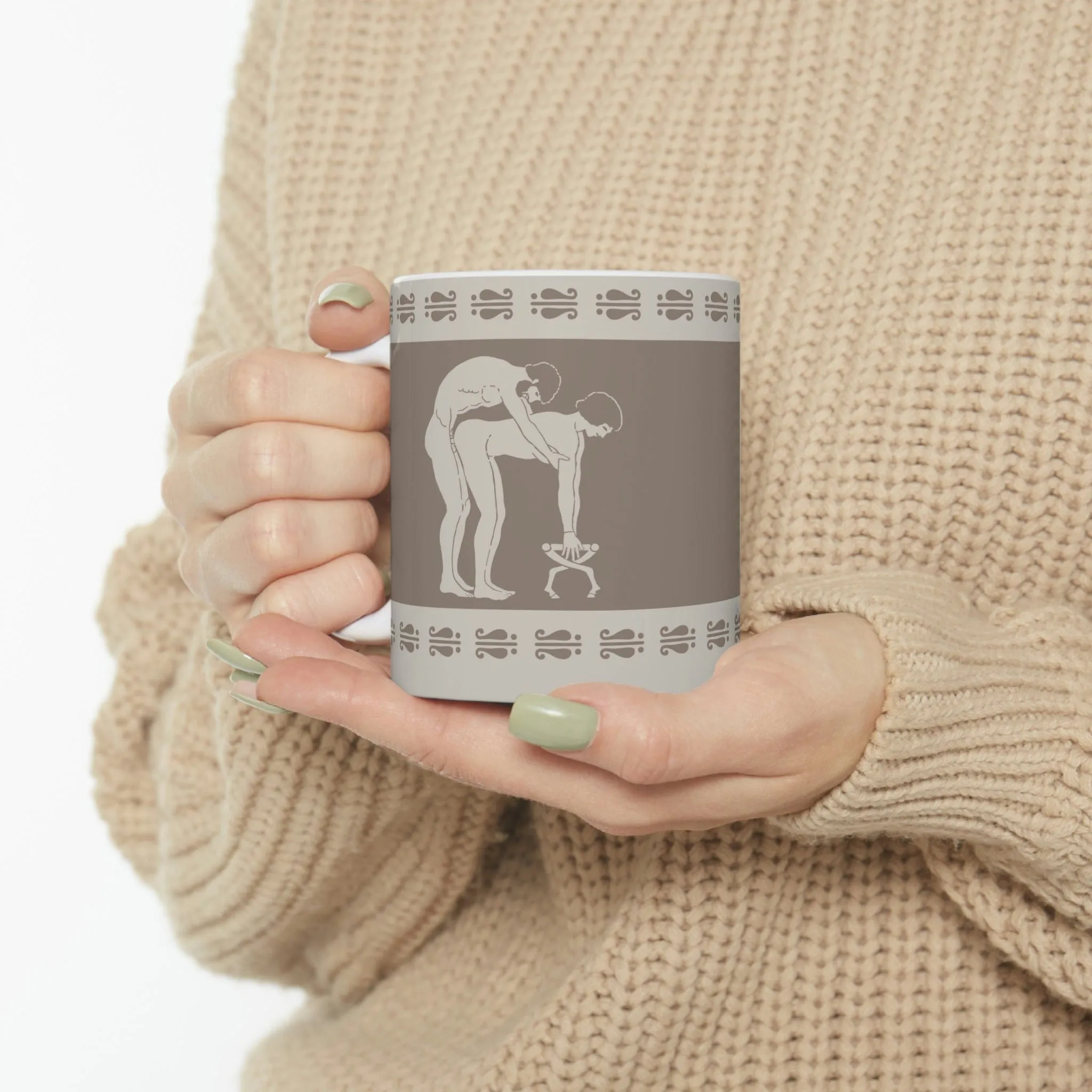 Birdcage Inspired Greek Boy Dinnerware - Doggy Pattern Ceramic Mug 11oz