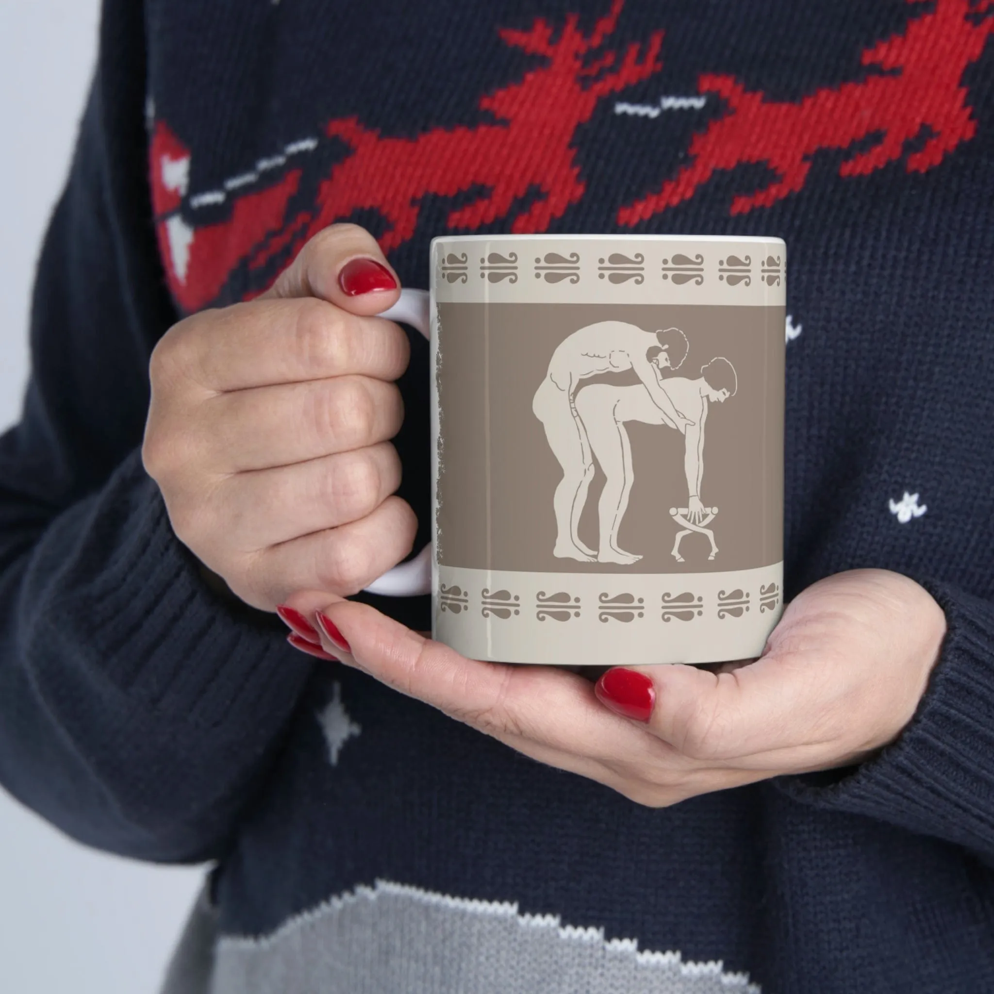 Birdcage Inspired Greek Boy Dinnerware - Doggy Pattern Ceramic Mug 11oz