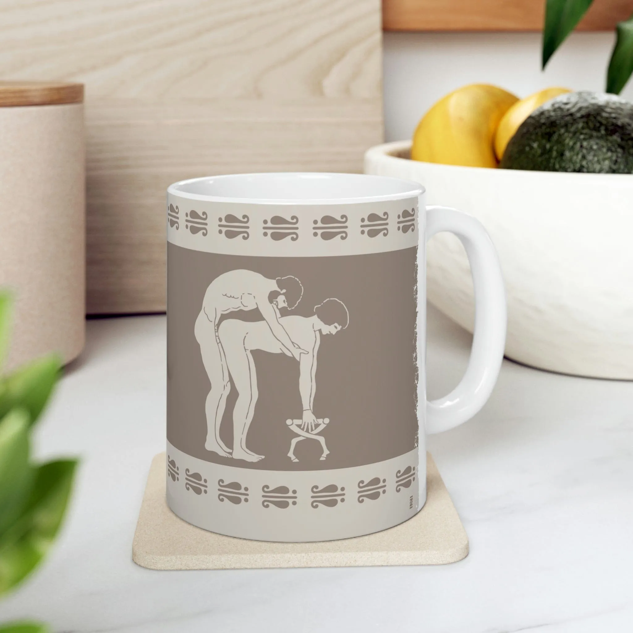 Birdcage Inspired Greek Boy Dinnerware - Doggy Pattern Ceramic Mug 11oz