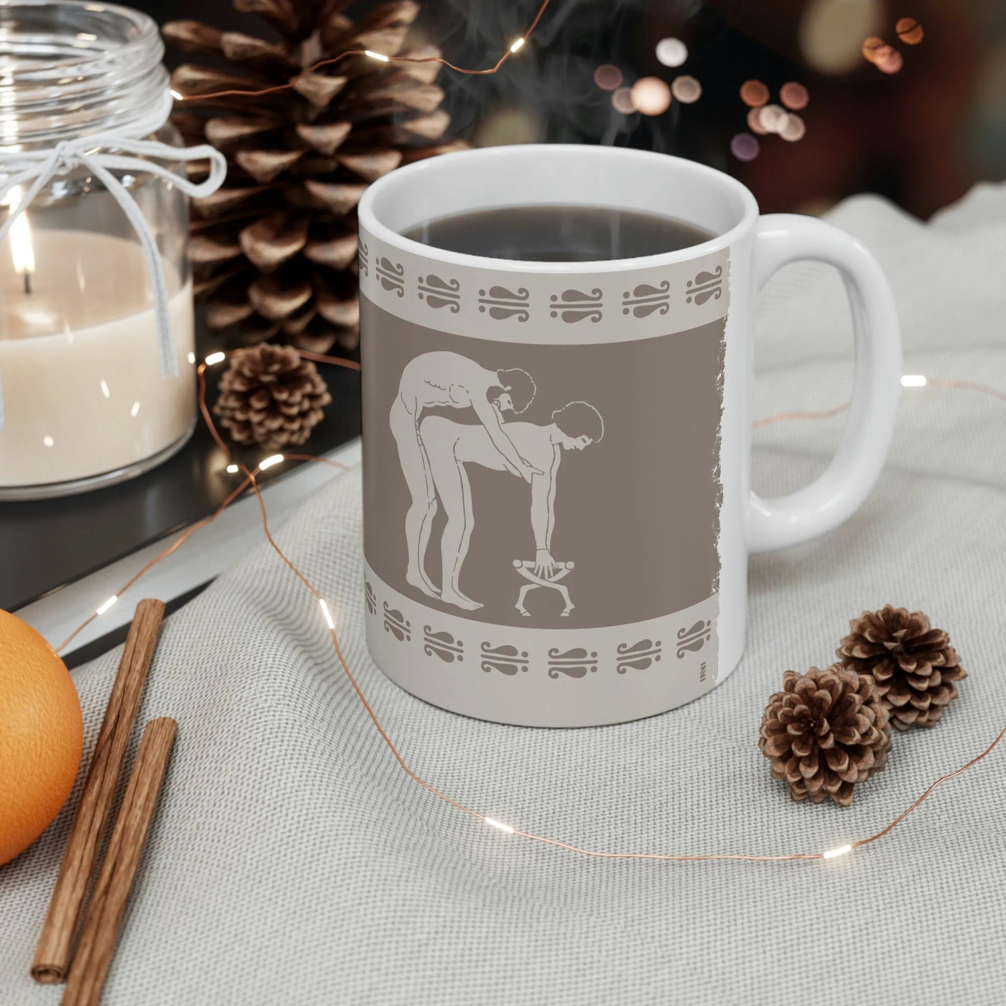 Birdcage Inspired Greek Boy Dinnerware - Doggy Pattern Ceramic Mug 11oz