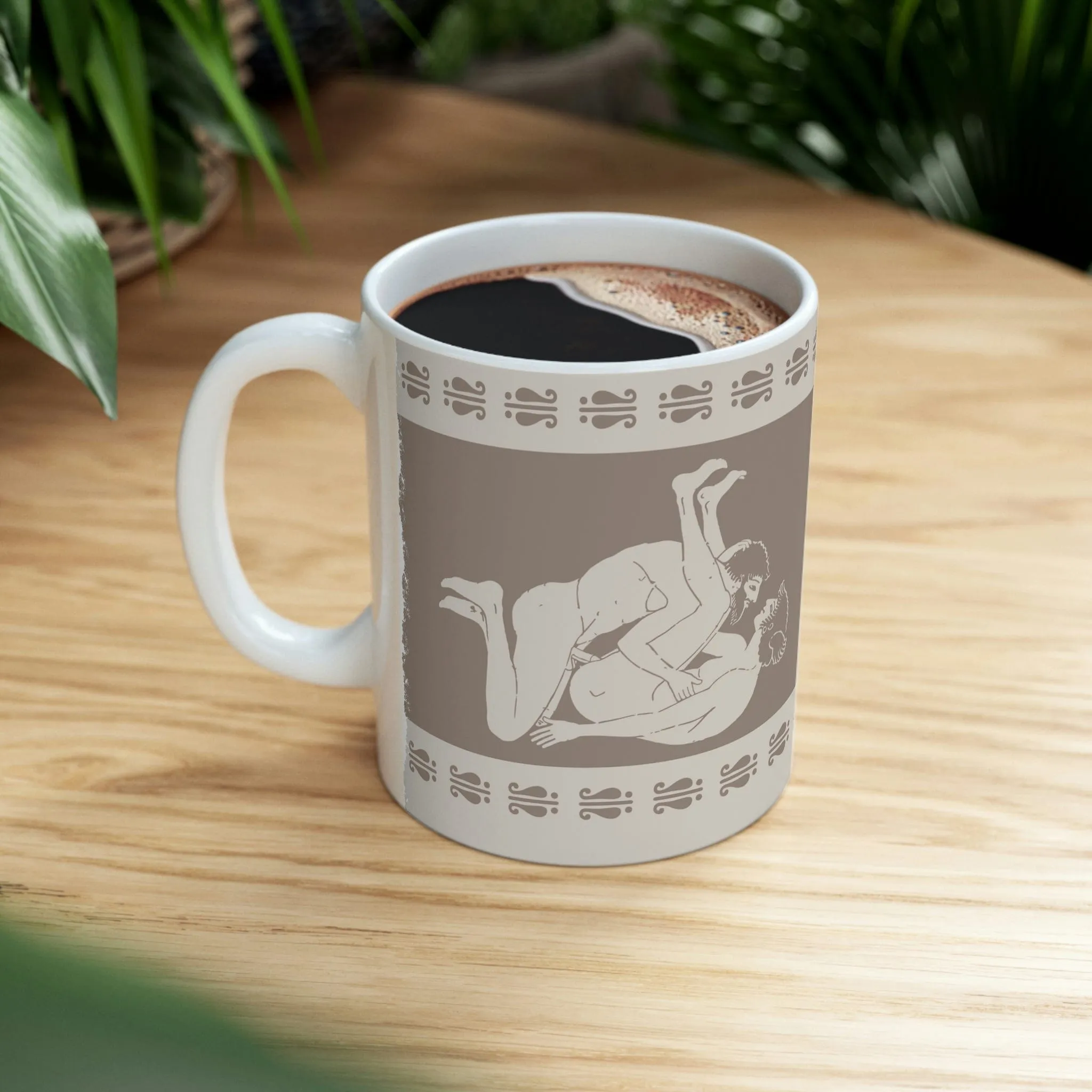 Birdcage Inspired Greek Boy Dinnerware - Missionary Pattern Ceramic Mug 11oz