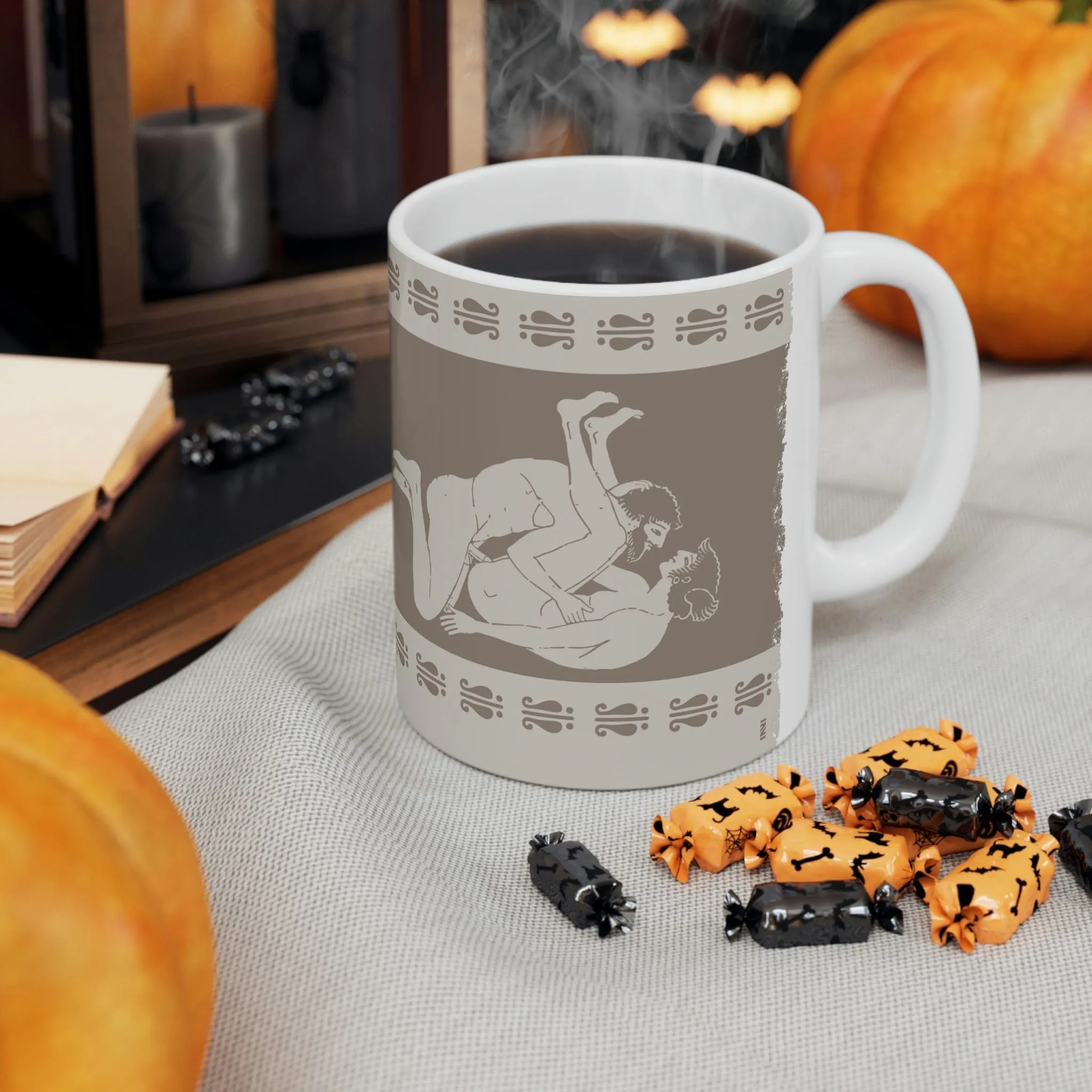 Birdcage Inspired Greek Boy Dinnerware - Missionary Pattern Ceramic Mug 11oz