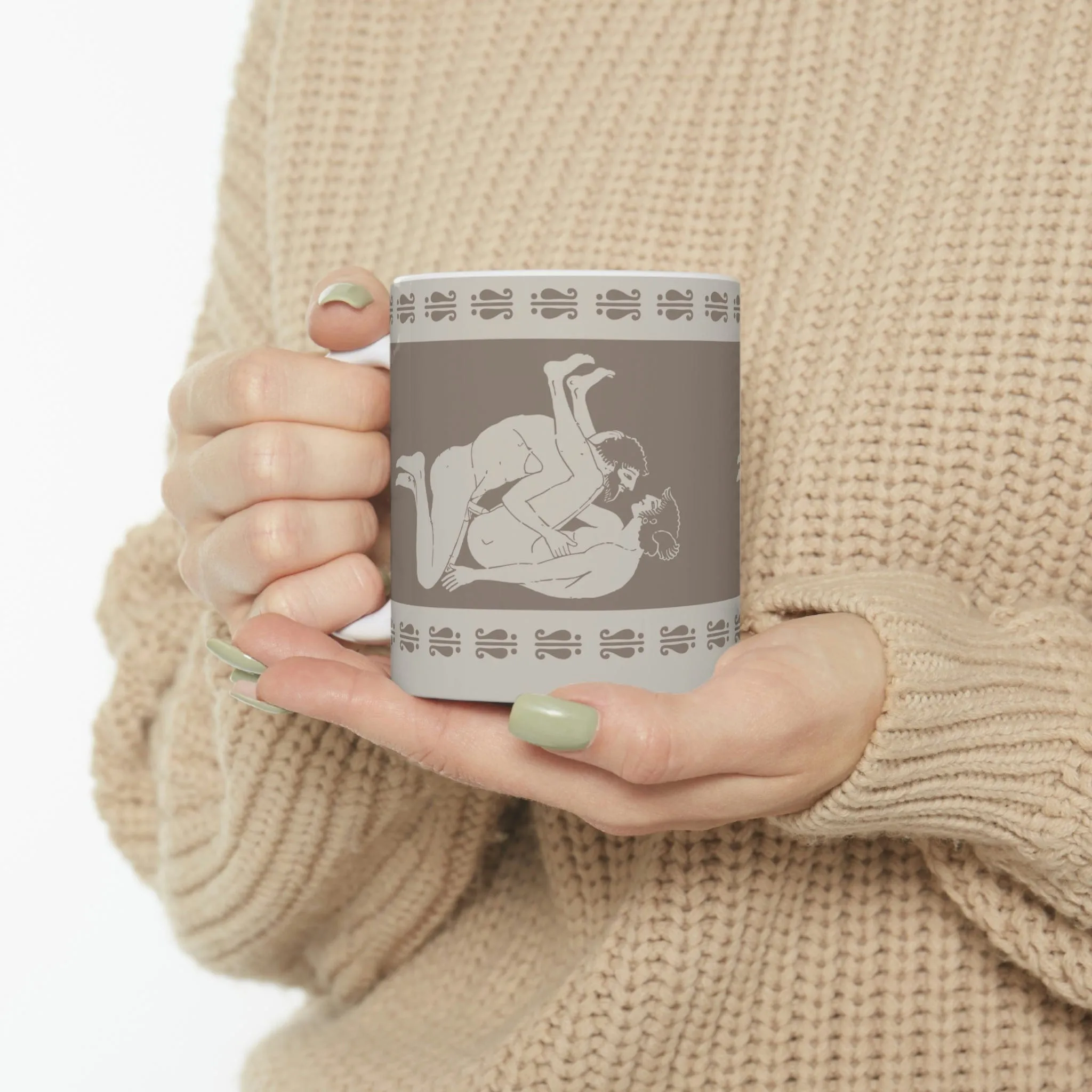 Birdcage Inspired Greek Boy Dinnerware - Missionary Pattern Ceramic Mug 11oz