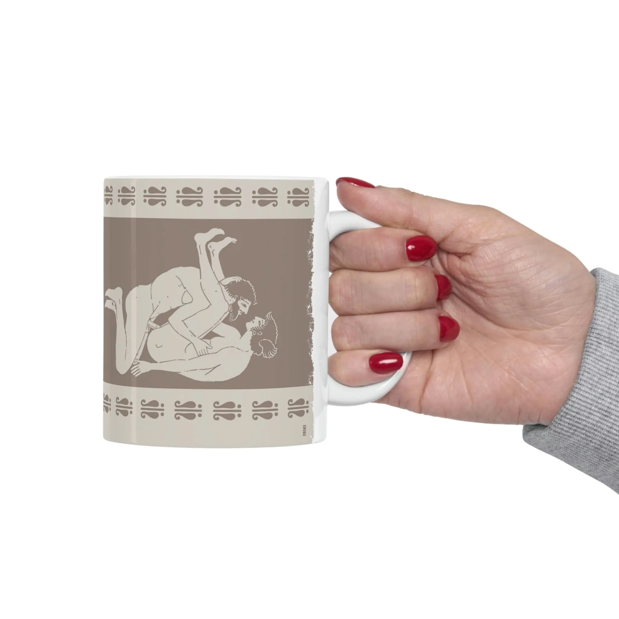Birdcage Inspired Greek Boy Dinnerware - Missionary Pattern Ceramic Mug 11oz