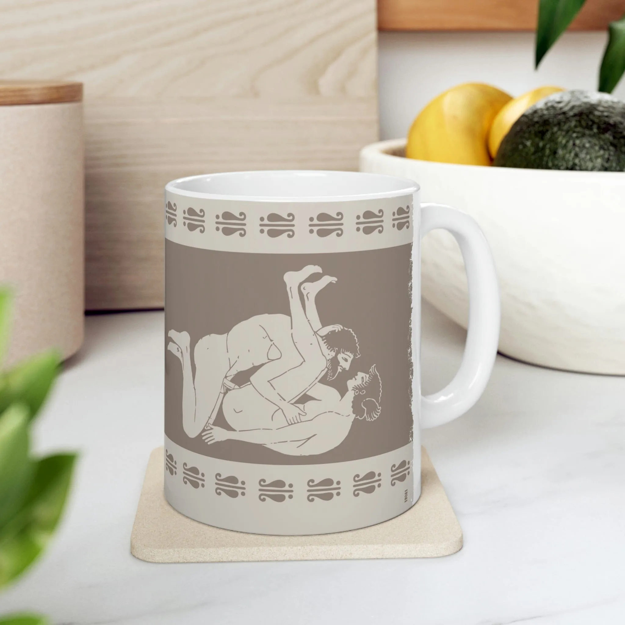 Birdcage Inspired Greek Boy Dinnerware - Missionary Pattern Ceramic Mug 11oz