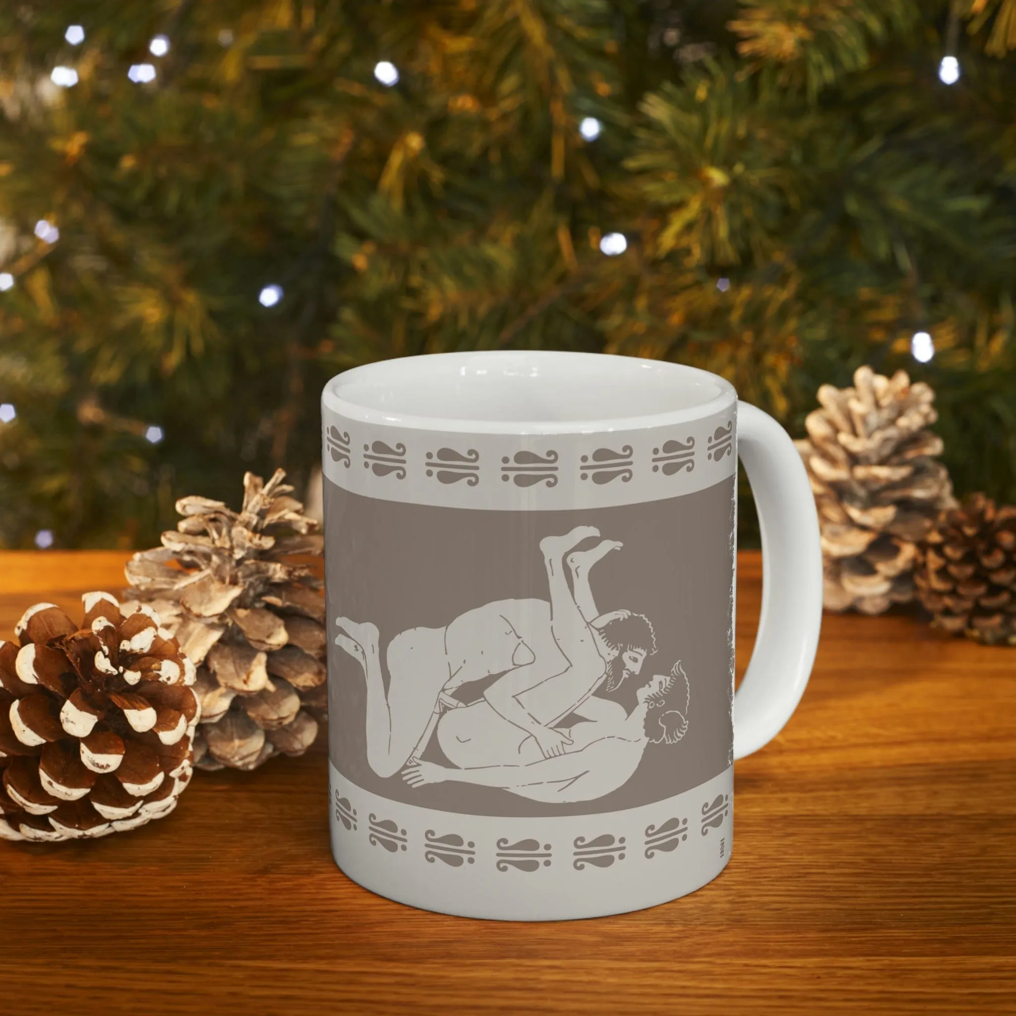 Birdcage Inspired Greek Boy Dinnerware - Missionary Pattern Ceramic Mug 11oz