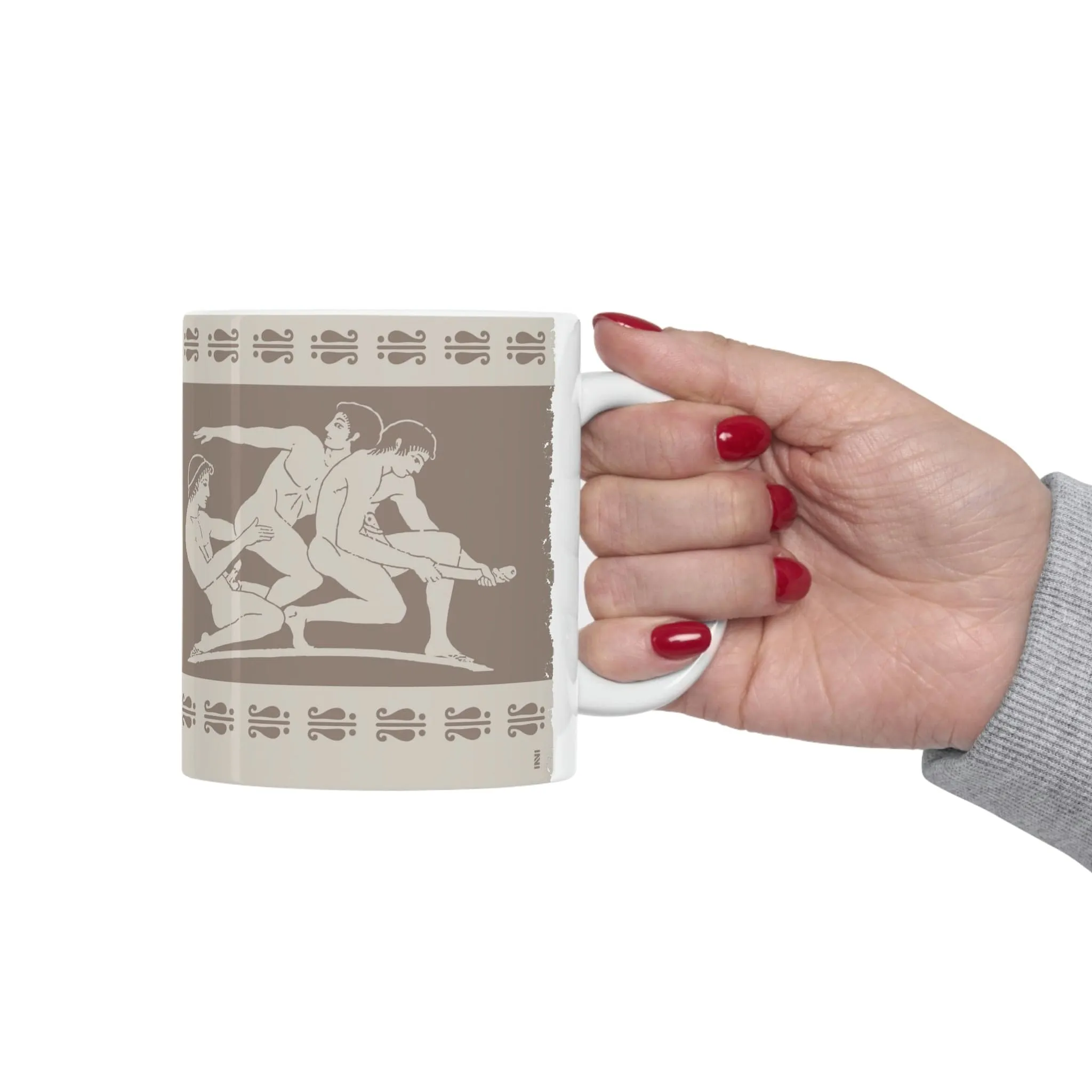 Birdcage Inspired Greek Boy Dinnerware - Threesome Pattern Ceramic Mug 11oz