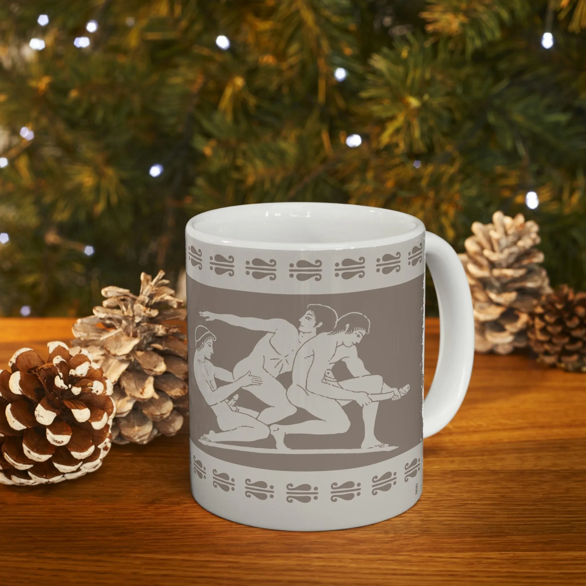 Birdcage Inspired Greek Boy Dinnerware - Threesome Pattern Ceramic Mug 11oz